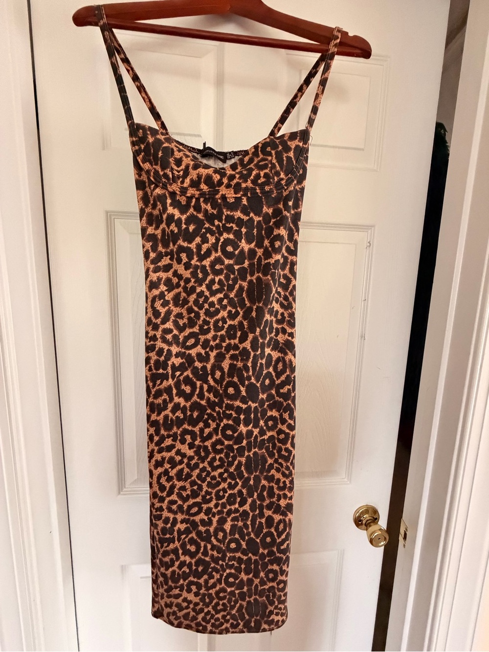PrettyLittleThing Leopard Print Slip Midi Dress - Brown/Cream